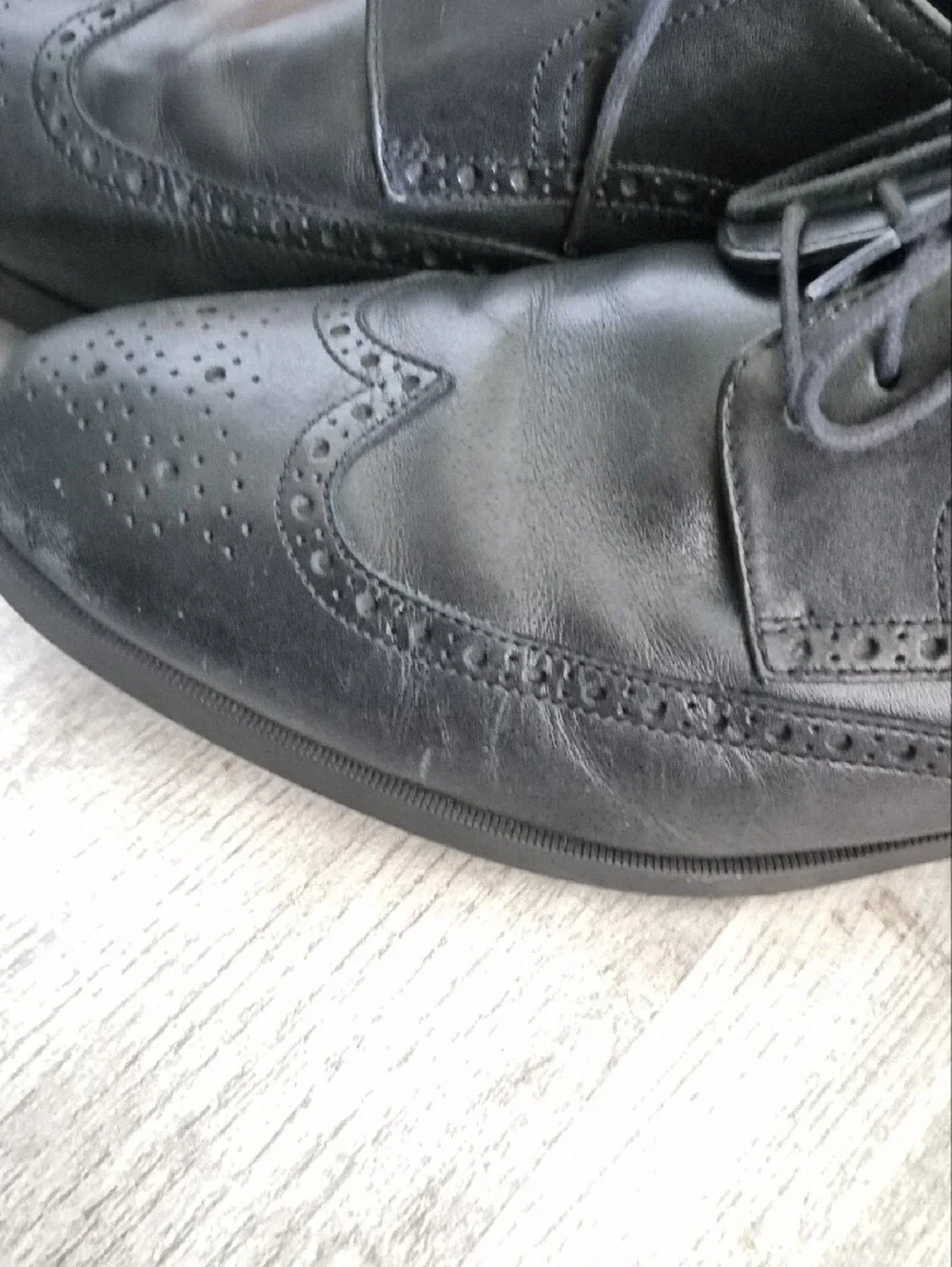 Cole Haan Black Leather Wingtip Oxford Shoes